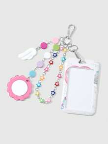 ROMWE Anime 1 Sweet, Fresh And Fashionable Multi-Colored Star Chain, Fish Cake Mirror Wings, Electronic Pet Machine, Acrylic Student Card, Campus Card, Star Card Cover DIY Keychain, Bag Pendant 1662516. - A - View 8