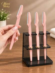 1/6/12/24/30/60PCS Coffee Color Eyebrow Trimmer & Shaver Set, Eyebrow Trimmer & Shaver, Exfoliating & Depilatory Tools, Eyebrow Blades, Christmas Gift, Cosmetics, Makeup Tools, Travel, Travel Essentials - brown - View 1