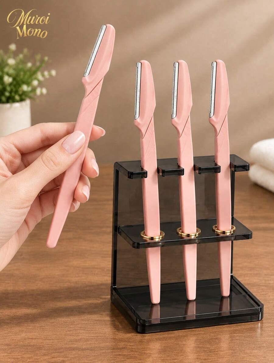 1/6/12/24/30/60PCS Coffee Color Eyebrow Trimmer & Shaver Set, Eyebrow Trimmer & Shaver, Exfoliating & Depilatory Tools, Eyebrow Blades, Christmas Gift, Cosmetics, Makeup Tools, Travel, Travel Essentials - brown - View 1