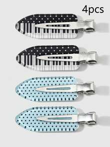 ROMWE Kawaii 4 Exquisite Versatile Music Series Multi-Color Polka Dot Piano Keys Hairpin DIY Side Clip Hairpin Duck Bill Clip, Combination Set, Daily Wear - Multicolor-2 - View 4