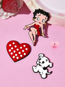 Betty Boop x SHEIN 3 ملصقات ثلاجة إبداعية، ديكورات الثلاجة، مناسبة للمطبخ وسبورات المكتب البيضاء - Betty Boop - مشاهدة 1