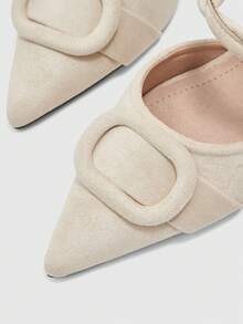 CUCCOO BIZCHIC Lazy Commute After Twist Strap Pointed Wine Glass With Light Camel Dew And Thin Heel Slippers Fall Shoes - Apricot - View 3