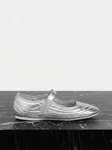 Vate Solid Color Pointed Toe Casual Comfortable Flat Shoes, Suitable For Spring And Summer - Silver - View 1