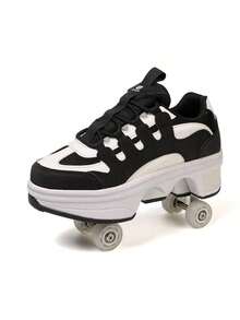 Unisex 4-Wheel Roller Skates With Buckle Closure - Black - View 11