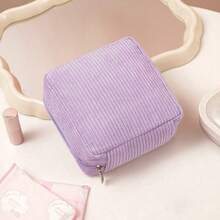 1pc Corduroy Sanitary Pad Storage Bag Multi-Functional Portable Makeup Lipstick Large Capacity Tampons Stationery Coins Cash Cosmetics Essential Women Outings - Multicolor - View 10