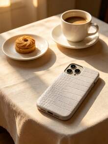 Crocodile Texture Hard Case Compatible With Iphone 17Pro Max Rugged Half Shell Cover Shockproof Anti Scratch Slim Drop Protection - Grey - View 5