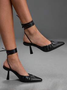 CUCCOO SZL Women's Pointed Stilettos, Dinner Shoes, Vacation Shoes, Spring And Summer Shoes - Black - View 1