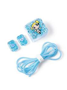 THE POWERPUFF GIRLS X SHEIN 4件組手機數據線保護套，適用於充電線數據線保護套（不含數據線） - 藍色 - 查看 5