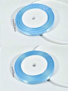 1 Roll 22m Blue Handmade Rose Satin Ribbon, 22mLong Polyester Packaging Ribbon, Home Decor, SceneDecor, Theme Party Decor - Blue - View 6