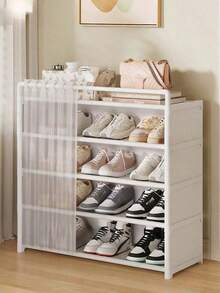 Multi-Layer Shoe Rack With Curtain, Shoe Storage And Display Rack, Shoe Cabinet With Drawers, Large Capacity Shoe Storage Rack, Indoor And Outdoor Entryway Home Use, Holiday Gift, Christmas Gift, Children'S Gift - Multicolor - View 12