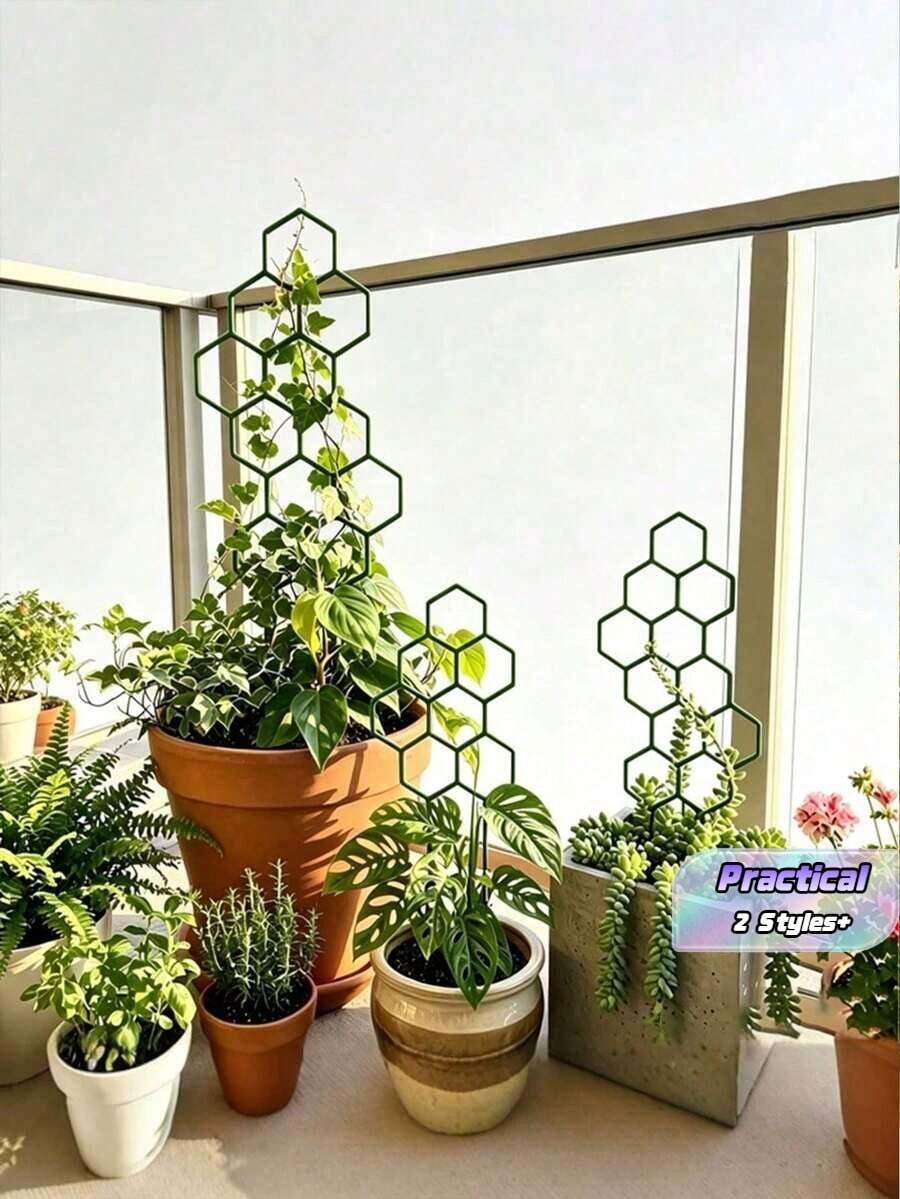 3/6 Piece Plant Climbing Support With Honeycomb Design, Plastic Rust-Resistant Shelf, Suitable For Vine Plants In Pots And Flowers, Lightweight, Foldable, Space-Saving, For Indoor/Outdoor Use In Garden, Balcony, And Patio, Multi-Purpose - One Size Fits All - View 1