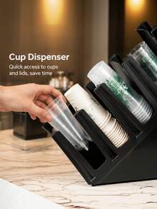1pc Plastic Cup Dispenser Holder, Multi Grid Slant Cup Storage Rack For Coffee Milk Tea Shop Counter Disposable Paper Cup Organizer - multicolor - View 7