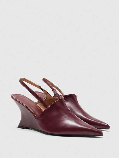 CUCCOO BIZCHIC Minimalist Style, Red Pointed Toe, Empty Closed Toe Elegant, Shoes Are Not Tired, The Slope Heel Shows The Feet, Thin V-Cut, Versatile Com