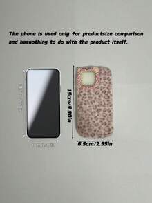 Kawaii Fluffy Pink Leopard Print Phone Case, 3D Cute Cat Face Design Soft Fuzzy Warm Winter Shock‑Absorbing Phone Cover Compatible With Iphone - Multicolor - View 4