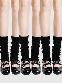ROMWE Goth 3-Pack Ladies Black Solid Color Leg Cover - Black + Black + Black - View 1