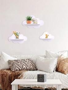 1/3pcs Nordic Style Cloud-Shaped Wall Shelf, Room Decor Storage Rack, Cute Floating Ledge - pink 1pc - View 2