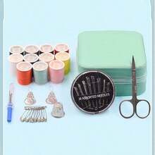 1-Piece Mini Travel Sewing Set, Artificial Leather Sewing Bag, Beginner's Small Sewing Tool Kit, Zippered Cross Stitch Storage Box (The Box Can Also Be Used As A Jewelry Storage Box After Use) - A Complete DIY Handmade - Multicolor - View 5