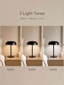 Nordic Style Wireless Table Lamp, Rechargeable LED Bedside Night Light, 3-Level Touch Dimmable, Minimalist Design For Bedroom, Living Room & Cafe - Multicolor - View 8