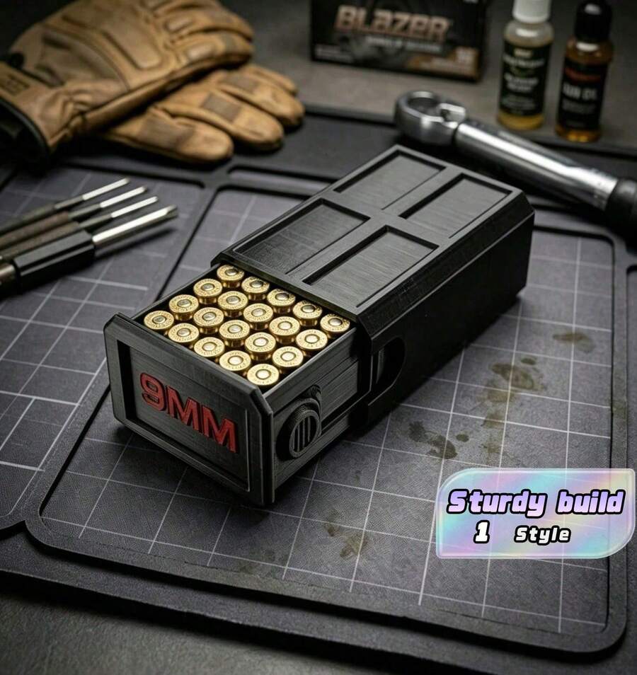 3D Printed 9mm Storage Box, 50 Round Large Capacity Drawer Design, Essential Tactical Equipment For Shooting Practice, Drawer Smooth With Side Lock Mechanism, Popular Gift For Father's Day And - Multicolor - View 1