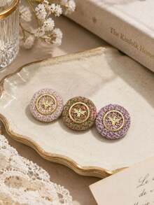 1 Pack 10 Pieces Premium Wrapped Fabric Rope‑Threaded Metal Buttons Bee And Butterfly Round Decorative Fasteners For Coats Windbreakers Outerwear Hand‑Sewn Clothing Accessories - 10pcs - View 8