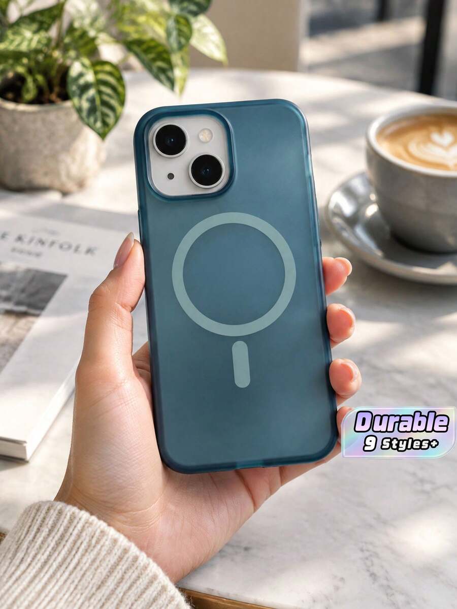 Ultra‑Thin Matte Frosted Magnetic PC Hard Phone Case, Slim Fit Protective Cover For 14‑17 Series Smartphones - dark blue - View 1