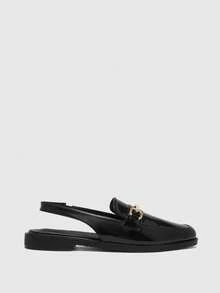CUCCOO BIZCHIC Women's Shoes Flat-Bottomed Lace-Up Front Buckle Loafers - Graphite Black - View 2