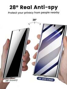 1pc, Screen Tempered Film, Fingerprint Unlock, Suitable For Curved Model S23Ultra, Explosion-Proof, Waterproof, Anti Fingerprint, Anti Drop, Anti Scratch, Anti Collision, Suitable For S23/S23Ultra - Black - View 2