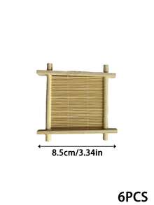 Haus Hana 6Pcs Bamboo Square Coaster, Japanese‑Style Well‑Shaped Teacup Holder, Heat‑Resistant Anti‑Scald Bamboo Tea Tray, Decorative Cup Mat, Practical Table Ornament For Kung Fu Tea Set, Home Tabletop Tea Ceremony Daily Use Decor Accessories - Multicolor - View 20