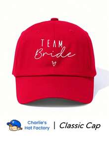 Dealstrict 1pc Bride Team Print 6-Panel Baseball Cap - Women's Wedding Party Gift Hat - Classic Soft Top Fashion Cap For Bachelorette Party - bride - View 5