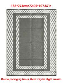 5ft X 8ft Waterproof Outdoor Rug, Reversible Plastic Straw Indoor Outdoor Patio Carpet For RV, Porch, Deck, Backyard, Camper, Balcony, Picnic, Grey And White - multicolor - View 8