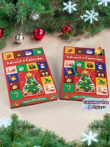 5Pcs Christmas 24‑Day Advent Calendar Box, 24‑Grid Surprise Gift Box For Xmas Party - Christmas Blind Box Gift Box - View 1
