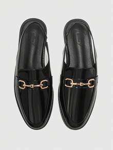 CUCCOO BIZCHIC Women's Shoes Flat-Bottomed Lace-Up Front Buckle Loafers - Graphite Black - View 1