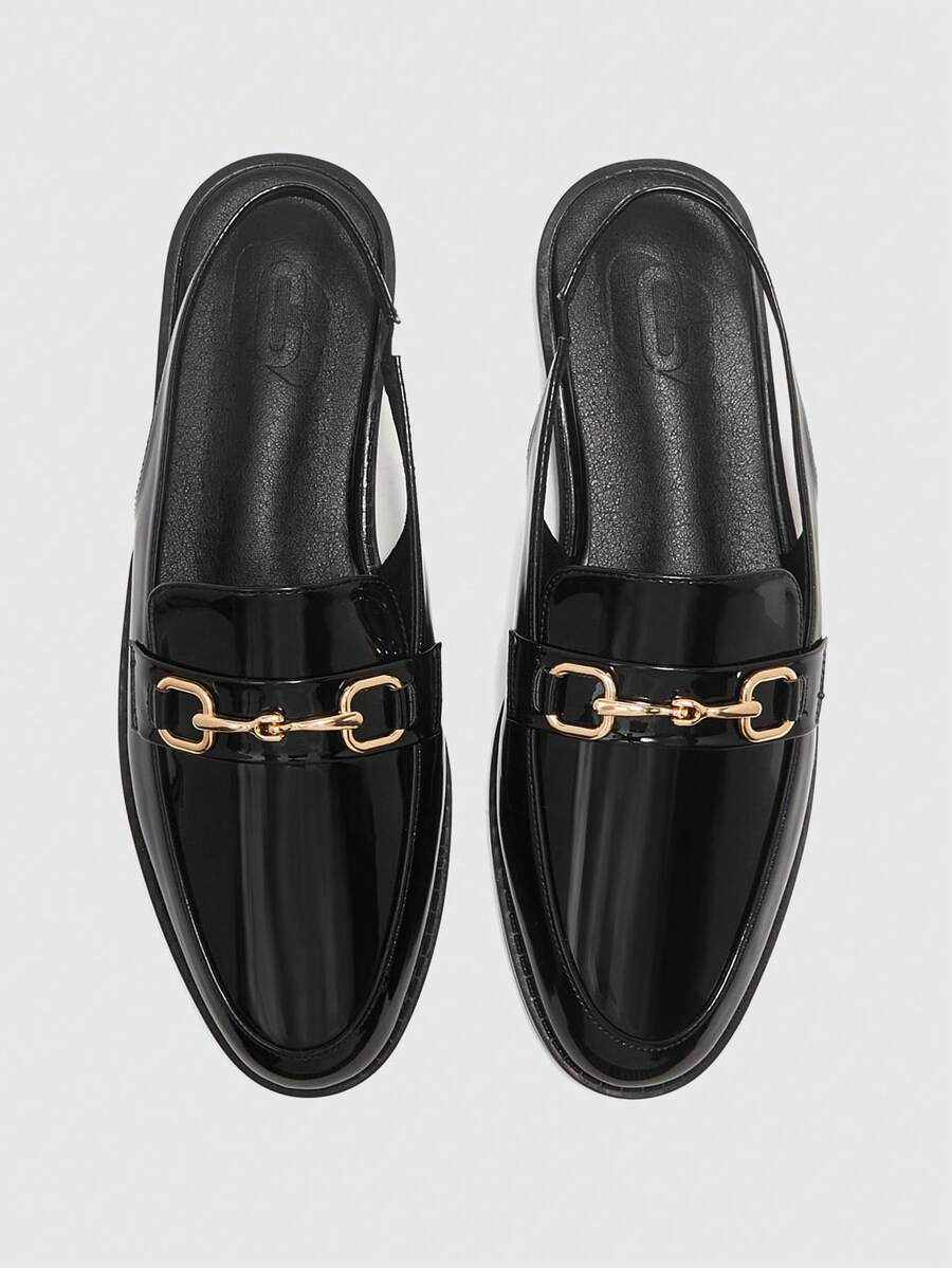 CUCCOO BIZCHIC Women's Shoes Flat-Bottomed Lace-Up Front Buckle Loafers - Graphite Black - View 1