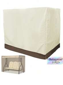 1pc Beige Swing Cover, Inner Waterproof Coating, Durable, Minimalist Fashion Solid Color Design, Suitable For Patio Swing Chair - Beige - View 1