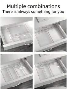 11/7/5/4/2pcs Drawer Style Cosmetic Storage Box/Perfume Storage Box/Vanity Skincare Storage Box/Stackable Desktop Storage Box/Bathroom Multi Functional Free Combination Display Storage Box, Office Supplies Storage Box/Bedroom Decor - Clear - View 3