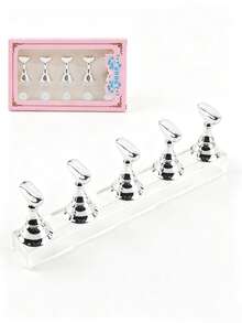 Silver, Nail Art Sheet Display Stand, Acrylic Nail Art Practice Support Frame,Transparent Color Magnetic Base, Suitable For Nail Art Display And Practice - Silver - View 10