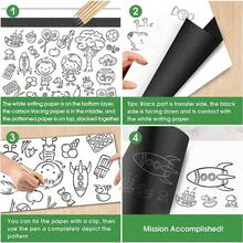 1Set/50 Sheets A4 Carbon Transfer Paper - Black Graphite Transfer Paper - For Drawing On Canvas, Board, Canvas, Fabric - Reusable Art Surface Copy Paper Back To School - Black - View 7