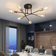 Iron Multi-Head Flush Mount Ceiling Light, Modern Minimalist Creative Branch Chandelier, Nordic Pendant Lamp For Living Room, Bedroom & Dining Room, Bulbs Not Included - Multicolor - View 5