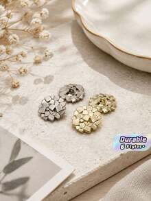 1 Pack 10 Pieces Special Hollow Square Irregular Metal Buttons Baroque Style Decorative Fasteners For Suits Tops Woollen Coats Outerwear Hand‑Sewn Clothing Accessories - 10pcs - View 1