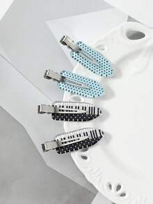 ROMWE Kawaii 4 Exquisite Versatile Music Series Multi-Color Polka Dot Piano Keys Hairpin DIY Side Clip Hairpin Duck Bill Clip, Combination Set, Daily Wear - Multicolor-2 - View 9