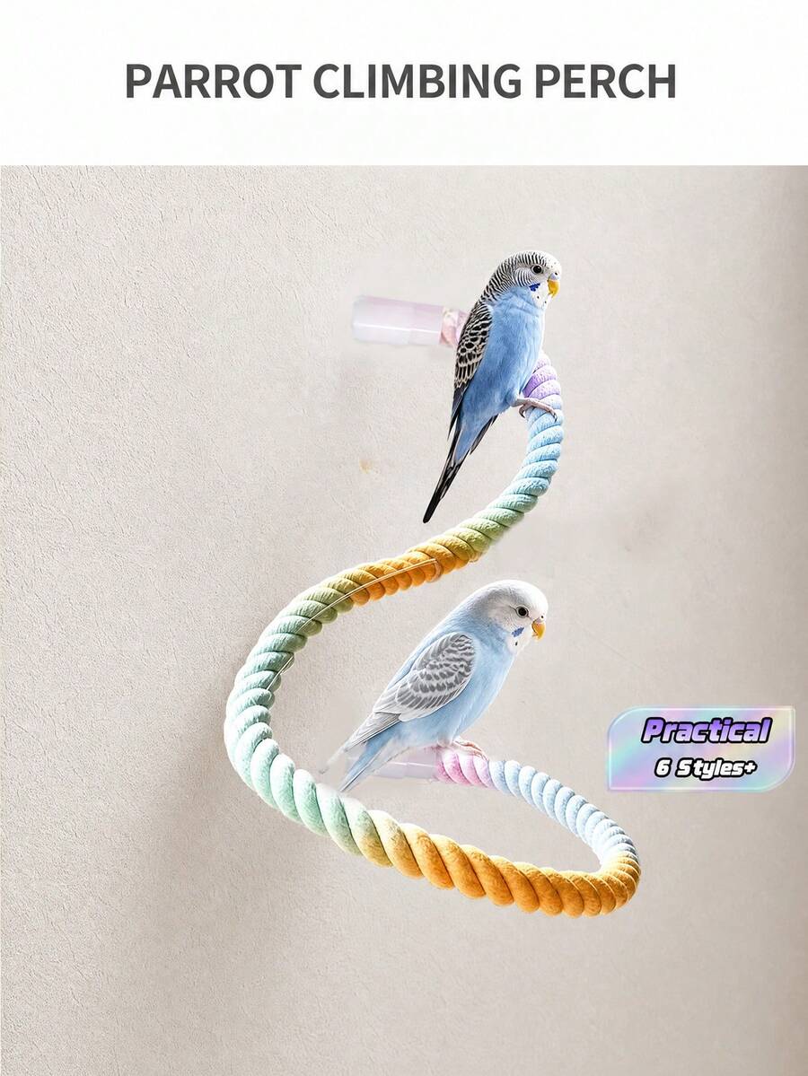Gradient Color Suction Cup Parrot Climbing Rope, Flexible Steel Wire For Custom Shaping,Window Viewing, Suitable For Bird Standing, Scratching And Entertainment, Bird Toy, Back To School Season, Bird Game - A+B - View 1