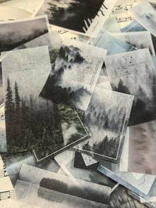 1 Pack 50pcs Landscape Poetry Washi Stickers DIY Scrapbook Journaling Material Decals, Decorative Paper Sheets, Scrapbooking, Wall Decor, Back To School - DT238 Poetry and Distant Places - View 9
