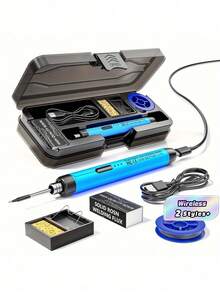 1‑Pack Cordless Soldering Iron, USB Rechargeable Soldering Tool With 3‑Level Temperature Adjustment, Comes With Flux, Stand And Storage Case For DIY Electronic Repair - Multicolor - View 10