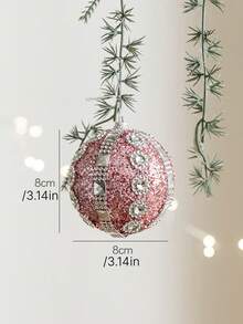 8CM 粉色泡沫聖誕球飾品，Ins風掛飾球，粉色吊飾組，適用於聖誕樹、居家派對裝飾 - 多色 - 查看 11