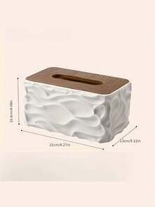 1 PC Minimalist Tissue Box Holder With Polished Lid Durable Space Saving Easy Clean Non Slip Base Practical Home Decor For Bathroom Living Room Countertop Desk Office Sturdy Organization Solution Must Have Accessory - Black - View 2