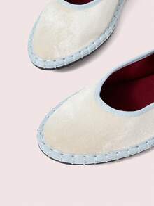 CUCCOO DOLLMOD Women's Shoes Round Head Apricot Velvet Word With Cloth Buckle Comfortable Basic Retro Daily Wear Versatile Flat Shoes - Apricot - View 4