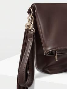 MOTF WOMEN'S FASHION BROWN CLUTCH BAG, EXQUISITE AND SIMPLE FRINGED BAG, FOR DAILY, COMMUTING, SHOPPING, TRAVEL - Coffee - View 6
