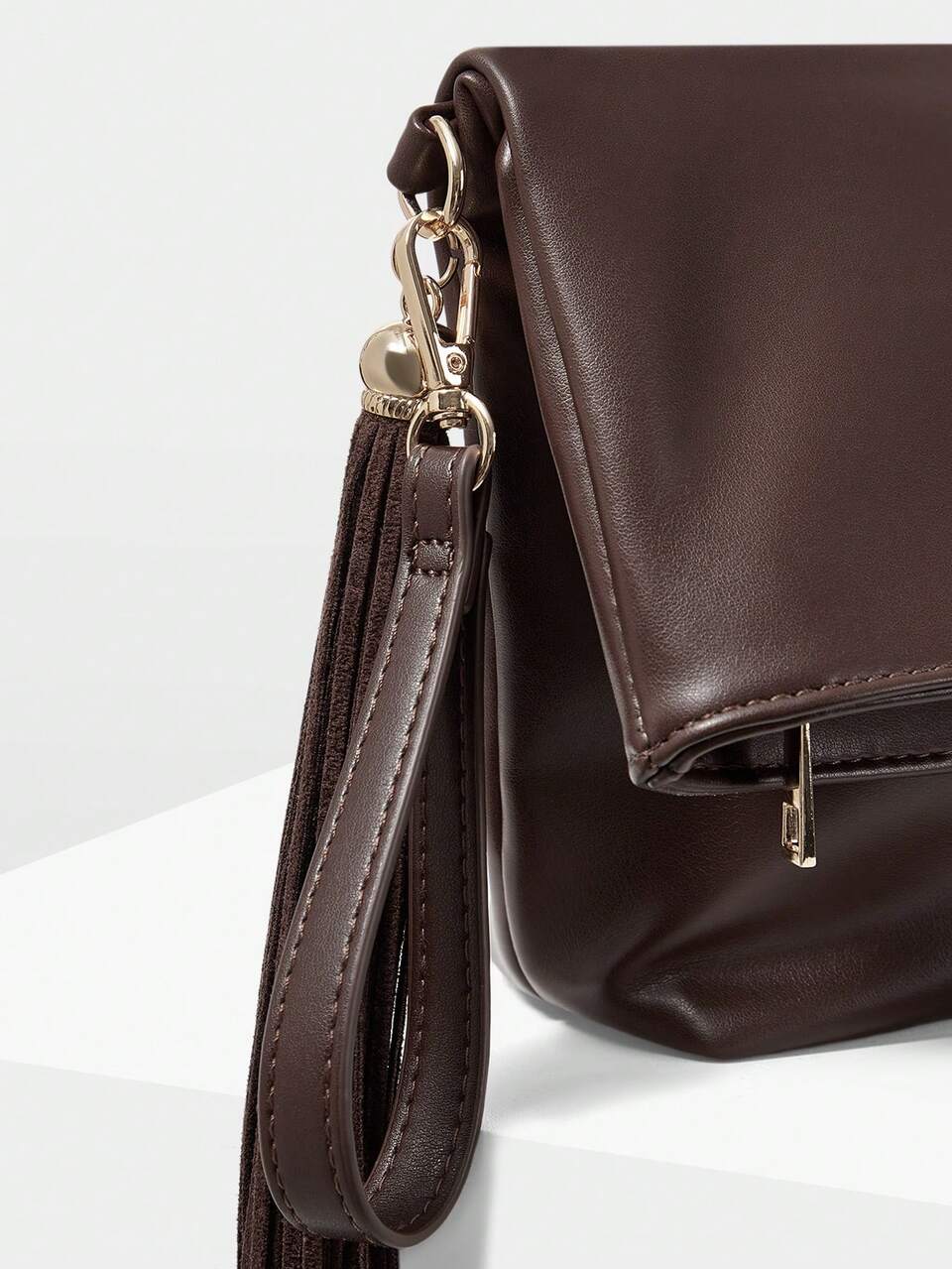 MOTF WOMEN'S FASHION BROWN CLUTCH BAG, EXQUISITE AND SIMPLE FRINGED BAG, FOR DAILY, COMMUTING, SHOPPING, TRAVEL