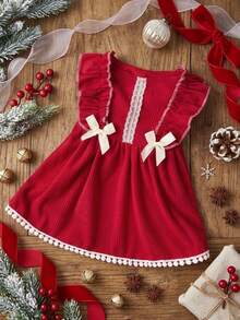 Petsin Christmas Party Red Ruffle Edge Pet Skirt - Red - View 3
