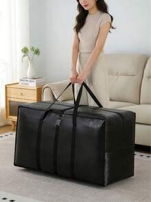 1PC Large Storage Bag Foldable Cloth Organizer With Handles For Quilt Clothes Seasonal Items, Waterproof Dust-Proof Portable Storage Solution For Home Travel Moving, Extra Large Capacity Zippered Storage Box Alternative - Black - View 15